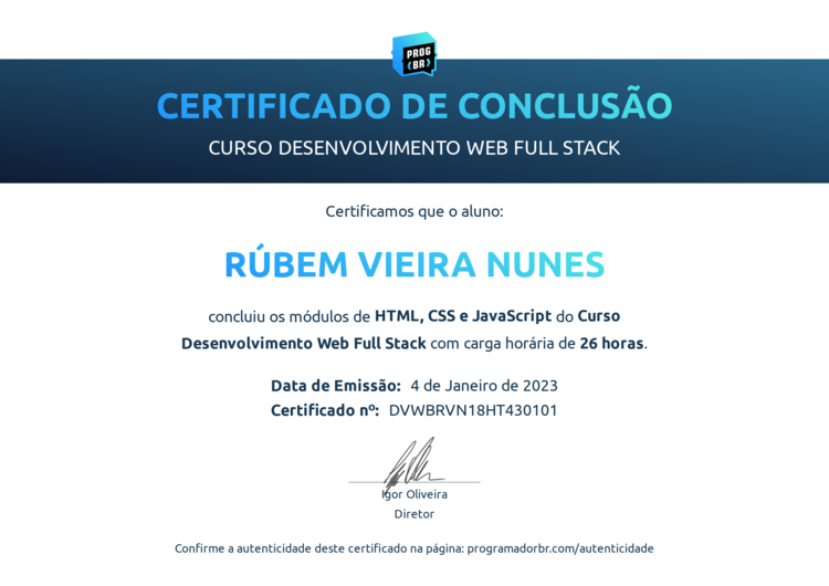 Certificado HTML, CSS, JS